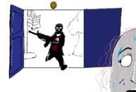 ar-15 clothes coat door firearm flag:nazi_germany flag:transgender_pride_flag flag:united_states flagpole glasses gun holding_object long_hair looking_to_the_left oekaki ominous open_mouth pink_hair rifle running scared school school_bell school_shooter sweating teeth tranny transheart tree tshirt variant:chudjak variant:unknown white_background // 725x490 // 129.1KB