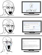 angry beard bloodshot_eyes clothes comic computer crying excited frown glasses mustache onion open_mouth say_word_money_stolen soybooru soyjak sql stubble surpirsed text variant:cobson variant:cryboy_soyjak variant:feraljak variant:gapejak variant:markiplier_soyjak variant:soyak // 608x795 // 192.2KB