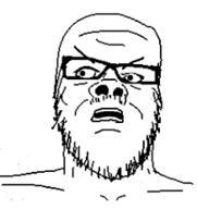 angry glasses side_eye soyjak stubble variant:a24_slowburn_soyjak // 218x231 // 6.9KB