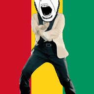 angry animated country dance flag full_body gangnam_style glasses guinea irl open_mouth soyjak stubble variant:cobson // 300x460 // 507.5KB