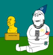 arm bbc clothes country flag foot full_body george_floyd glasses grass hand hat judaism lead leg mcdonalds soyjak statue stubble united_states variant:gapejak // 1207x1256 // 67.9KB
