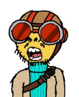 clothes glasses goggles open_mouth psychonauts razputin_aquato soyjak stubble tongue variant:unknown video_game yellow_skin // 430x529 // 10.9KB