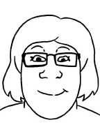 female femjak glasses hair looking_at_you meta:template nose raised_eyebrows remastered series:foidjaks smile subvariant:female_markiplier template variant:markiplier_soyjak white_skin woman // 600x800 // 12.0KB