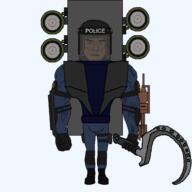 armor brown_skin buff chud clothes face_shield full_body g-squad helmet holding_object police riot_helmet rocket_launcher series:g-squad sickle skibidi_toilet subvariant:chudjak_front subvariant:muscular_chud swat swat_mutant_toilet text toilet transparent_background variant:chudjak vein visor yellow_eyes // 2300x2300 // 141.0KB