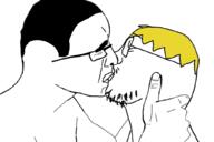 2soyjaks JANNIES_PLEASE_DELETE alternate chud closed_eyes gay glasses hand happy homosexual kiss kissing lips love mustache nate side_profile soyjak stubble subvariant:flarteyejak template variant:fisheyejak variant:flartson // 1024x683 // 130.8KB