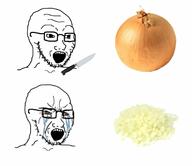 bloodshot_eyes crying glasses knife onion soyjak soyjak_comic stubble variant:soyak // 1776x1536 // 128.4KB