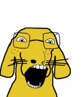 animal dog glasses janny merge open_mouth soyjak variant:cobson variant:dogjak whisker yellow_skin // 684x806 // 34.8KB
