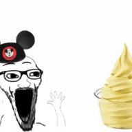 animated arm disney disneyland dole_whip excited food glasses hair hand hands_up mickey mickey_mouse open_mouth poyunpoyun soyjak stubble subvariant:wewjak text variant:soyak white_background // 538x360 // 2.0MB