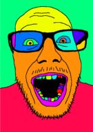 glasses open_mouth soyjak stubble trend:colorjak variant:punkjak // 918x1306 // 26.4KB