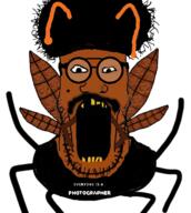 brown_skin bug cockroach gelisht_(namefag) glasses hair open_mouth photographer photography soyjak stubble teeth text variant:markiplier_soyjak wing yellow yellow_teeth // 536x600 // 214.1KB