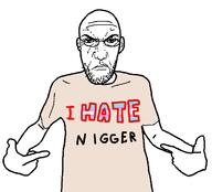 closed_mouth flag:transgender_pride_flag full_body glasses hand hate opposite punisher_face soyjak stubble text tranny variant:shirtjak // 618x559 // 29.1KB