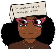 afro blm_logo brown_skin crying i'm_starting_to_get_really_scared_now scared subvariant:soyniqua variant:soytan // 877x768 // 177.1KB