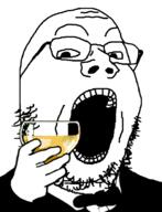 beer bowtie glass glasses hand holding_object open_mouth soyjak stubble toast tuxedo variant:gapejak // 600x785 // 33.4KB