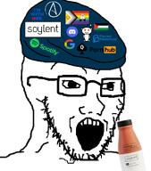 abortion atheism beanie bottle clothes company country discord flag flag:lgbt_pride_flag flag:palestine flag:progress_pride_flag glasses google hat hillary_clinton i'm_with_her im_with_her logo object open_mouth palestine planned_parenthood porn pornhub queen_of_spades reddit snoo soy soyboy soyjak soylent soylent_(cacao) soylent_bottle spotify stretched_chin stretched_mouth stubble text variant:soyak white_background // 930x1059 // 107.6KB