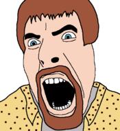 angry blue_eyes brown_hair clothes freddy_got_fingered goatee hair movie open_mouth soyjak tom_green variant:cobson white_skin // 721x789 // 19.6KB