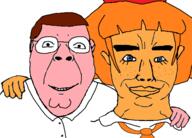 2soyjaks chud_troon_alliance clothes ear family_guy friendship glasses hair hand happy mymy_(ongezellig) ongezellig peter_griffin smile smug soyjak subvariant:chudjak_front variant:bernd variant:chudjak // 566x406 // 52.8KB