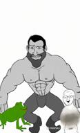 amphibian animal animated arm beard carrying chad frog gigachad glasses meta:ai_generated meta:not_oc muscular_male nas:gigachad nas:pepe onion pepe_the_frog thad_(virgin_vs_chad) variant:soyak virgin_vs_chad // 768x1268, 5.8s // 585.2KB