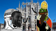 allah amphibian beard bishop bloodshot_eyes catholic catholicism christian_cross christian_identity christianity church clothes cross crying english_text frog gigachad glasses glove hat irl_background islam islamic mask muslims nas:pepe open_mouth pepe_the_frog priest soyjak stubble text uniform variant:soyak // 1920x1080 // 383.3KB