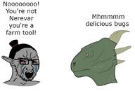 argonian crying dunmer ear glasses grey_skin hair open_mouth pointy_ears red_eyes soyjak stubble text the_elder_scrolls the_elder_scrolls_iii:_morrowind variant:soyak video_game // 1066x720 // 81.4KB