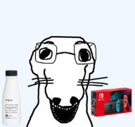 bottle dog glasses nintendo nintendo_switch open_mouth plastic_bottle snout soy soyjak soylent soylent_(original) soylent_bottle variant:dogjak video_game whisker // 860x806 // 123.1KB