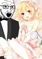 anime bowtie clothes flandre_scarlet glasses hand open_mouth soyjak stubble touhou tuxedo variant:soyak video_game // 617x873 // 654.6KB