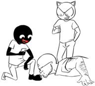 black_skin bootlicker clothes full_body glasses kiss phone soyjak stubble variant:unknown // 970x878 // 141.1KB