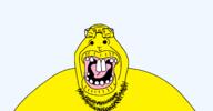 angry asian beard big_lips buck_teeth closed_eyes glasses hippopotamus soyjak variant:hippojak yellow_skin // 2326x1211 // 56.7KB