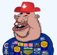award bald beard black_sclera brown_skin buck_teeth canada christianity conservative_party_(canada) cowboy_hat ear eyebrows fat flag:alberta flag:canadian_gadsden flag:confederate_battle_flag flag:united_states freedom_convoy justin_trudeau leaf lips maple_leaf mutt oil oil_rig open_mouth people's_party_(canada) pierre_Poilievre slant_eyes stubble subvariant:canuckmutt subvariant:impish_amerimutt teeth texas variant:impish_soyak_ears variant:meximutt variant:pajeetjak wexit // 1240x1203 // 546.1KB