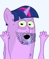 animated arm bant_(4chan) barneyfag cartoon drool fagmark hand hands_up my_little_pony open_mouth pickle_pony rick_and_morty soyjak stubble variant:excited_soyjak // 250x300 // 31.9KB