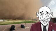 clothes ear glasses grin irl_background necktie news open_mouth sandstorm soyjak stubble suit usa_today variant:susjak weather // 1911x1075 // 452.2KB