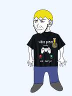 arm blond closed_mouth clothes ear full_body hair hand irl_image leg medal nate newfag no_glasses nusoicaca shoe soyjak_party squinting stitches stubble subvariant:soyak_ears tshirt variant:soyak yellow_hair // 1800x2400 // 166.2KB