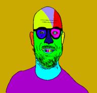 ear glasses smile soyjak stubble trend:colorjak variant:microplasticsjak // 464x446 // 29.4KB