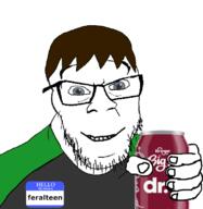 brown_hair drink feralteen glasses gray_eyes kroger shemmy shemmycuck smile soybooru soygem_party stubble variant:feraljak // 781x800 // 175.3KB
