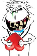 arm blood drool heart smile subvariant:retarded_gapejak subvariant:wholesome_soyjak teeth upside_down variant:gapejak yellow_teeth // 676x1021 // 92.7KB