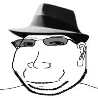 clothes ear eyelids fedora glasses hat small_eyes smile soyjak stubble subvariant:massjak subvariant:wholesome_soyjak sunglasses variant:gapejak // 600x600 // 47.9KB