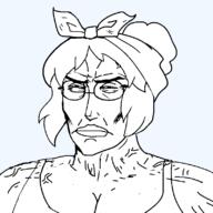 buff chest chud closed_mouth eyes female glasses hair jaw jawline lips mewing muscles muscly ponytail series:foidjaks subvariant:female_chudjak subvariant:female_perceptive_chud subvariant:perceptive_chud template transparent_background variant:chudjak vein veiny // 799x799 // 21.9KB