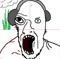 cloud cross_eyed distorted glasses headphones open_mouth plant quarterjak red_lines series:quarterjaks soyjak stubble variant:unknown // 606x602 // 28.1KB