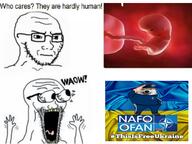 2soyjaks abortion comic flag frown glasses hand nafo open_mouth place_japan soyjak stubble subvariant:wewjak text they_are_hardly_human tongue ukraine variant:soyak waow yellow_teeth // 1200x900 // 838.0KB
