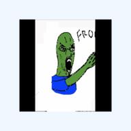 3dgifmaker animal animated arm blood closed_mouth clothes cube decapitation frog glasses gore green_skin gun hand holding_object open_mouth pepe shooting shotgun soyjak stubble text variant:chudjak // 256x256 // 560.2KB