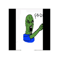 3dgifmaker amphibian animal animated arm blood closed_mouth clothes cube decapitation frog glasses gore green_skin gun hand holding_object nas:pepe open_mouth pepe pepe_the_frog shooting shotgun soyjak stubble text variant:chudjak // 256x256 // 560.2KB