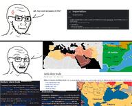 al_andalus arab closed_mouth colonization concerned empire europe frown glasses history map middle_east north_africa ottoman_empire scared slave soyjak span stubble subvariant:soyak_(concerned) text thought_bubble variant:soyak // 1412x1139 // 583.2KB