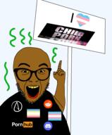 'p atheism black_shirt brown_skin discord flag:minor_attracted_person flag:transgender_pride_flag glasses open_mouth pedophile pointing pornhub reddit retard sign smell soyjak stubble tranny transheart variant:abortion_lover yellow_sclera yellow_teeth // 794x960 // 144.9KB