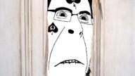 bald bbc biting_lip door forehead_mark glasses irl_background queen_of_spades spade spadeson stubble subvariant:hornyson the_shining variant:cobson // 1600x900 // 970.9KB