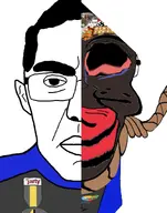 award badge big_lips black_skin bloodshot_eyes closed_mouth comparison crying glasses hanging jake jakparty_soy jartynigger rope split_in_half subvariant:jartycuck subvariant:patrick variant:chudjak // 1293x1643 // 253.9KB