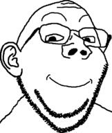 closed_mouth ear glasses happy smile soyjak stubble variant:impish // 670x792 // 94.8KB