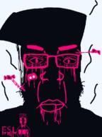 black_sclera black_skin closed_mouth discord esl flies fnf_pedo glasses series:esl_pedo_league subvariant:chudplier transparent_background variant:chudjak variant:markiplier_soyjak // 600x800 // 18.8KB