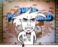 angel_dust angry arm bowtie button closed_mouth demon glasses hand hazbin_hotel heterochromia mario millions_must_die soyjak spindlehorse_toons subvariant:chudjak_front text variant:chudjak vivziepop // 637x511 // 546.4KB