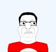 emoticon glasses red_shirt soyjak suspenders transparent_background variant:chudjak // 520x490 // 30.8KB