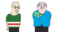 2soyjaks astrofene_(namefag) brown_hair chechnya closed_mouth clothes crimean_tatar flag:chechnya flag:crimean_tatar frown glasses grey_hair hamas_2(namefag) mustache old soyjak stolen stolen_gem stubble variant:bernd variant:chudjak // 1925x1082 // 355.3KB
