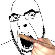 blunt cigar cigarette glasses he_will_always_be_a_gem open_mouth soyjak stubble template variant:cobson weed // 721x720 // 88.3KB